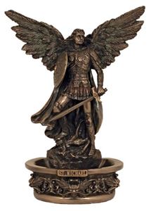St. Michael Holy Water Font Cold Cast Bronze