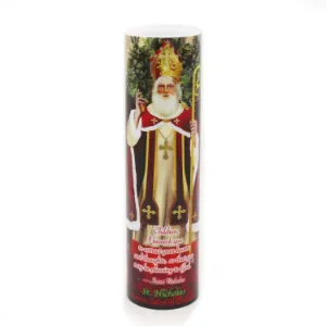 St. Nicholas 8" Flickering LED Flameless Prayer Candle with Timer
