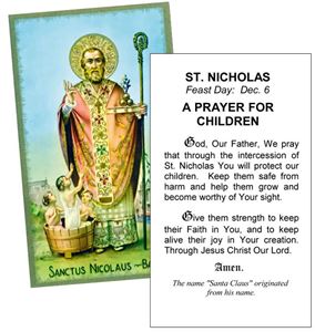 St. Nicholas Prayer for Children Paper Prayer Card, Pack of 100