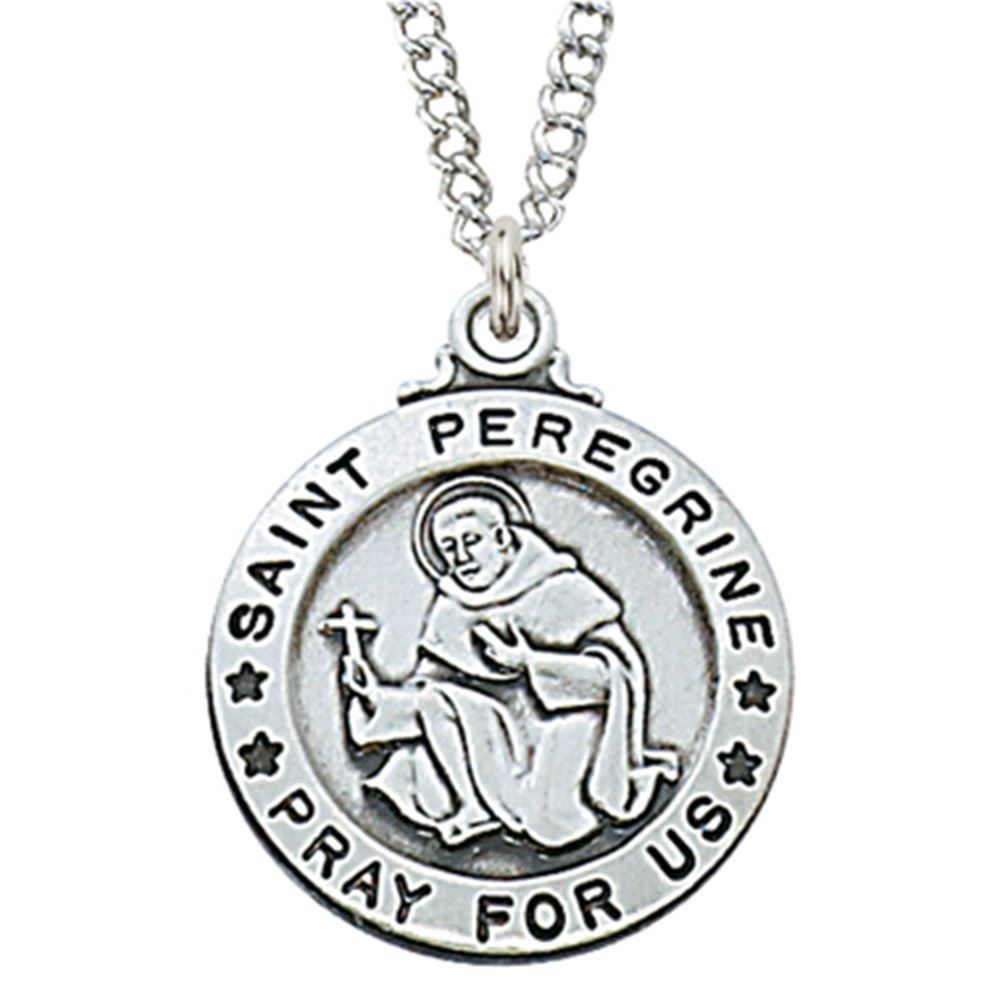 Saint Peregrine Sterling Silver Medal on 20 Chain