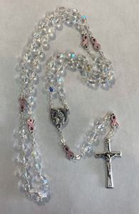 St Peregrine with Pink Ribbon Rosary