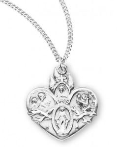 Sterling Silver Heart Shape 4-Way Medal on 18" Chain