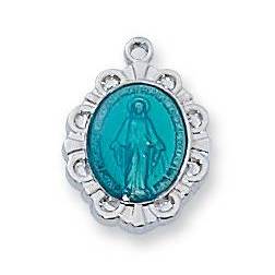 Sterling Silver Baby Blue Miraculous Medal