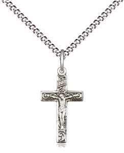 Sterling Silver Engraved Crucifix on Chain