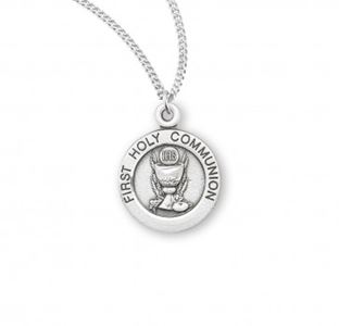First Communion Sterling Silver Medal on 18" Chain