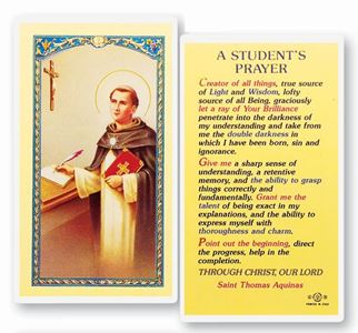 Students Prayer St. Thomas Holy Card