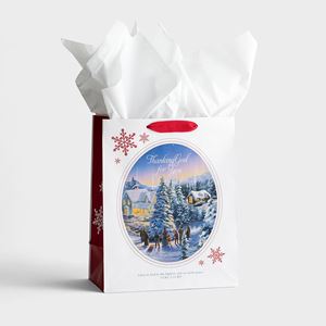 Thomas Kinkade - Thanking God For You - Large Christmas Gift Bag