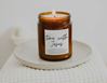 Time with Jesus Amber Glass Jar Soy Candle (hazelnut, chai, and amaretto scent)