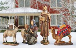 Two Shepherds, Camel and Donkey for Real Life Outdoor Nativity Yard Stake Set