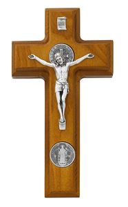 Walnut 9" St. Benedict Sick Call Crucifix Set