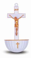 White Crucifix Holy Water Font, Plastic