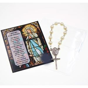 White Rosary Chaplet in Prayer Folder