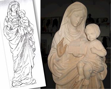 Wood Carved Our Lady of the Church Statue