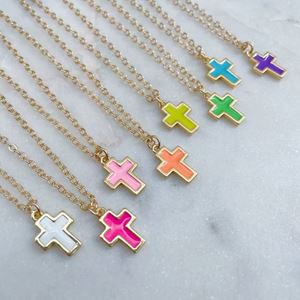 Youth Colorful Cross Necklaces, Choose Color